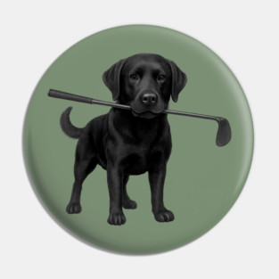 Black Lab Golfer – Funny Dog Lover Golf Gift, Labrador Retriever Art Pin