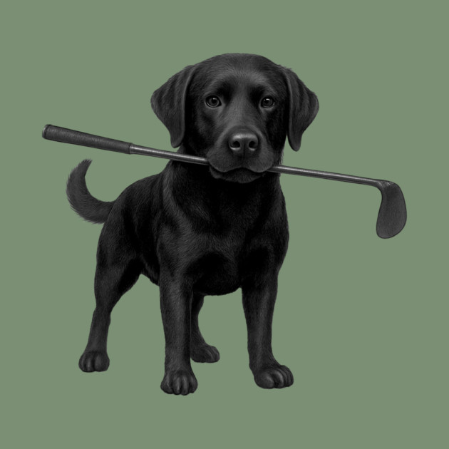 Black Lab Golfer – Funny Dog Lover Golf Gift, Labrador Retriever Art by DonWillisJrArt