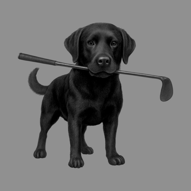 Black Lab Golfer – Funny Dog Lover Golf Gift, Labrador Retriever Art by DonWillisJrArt