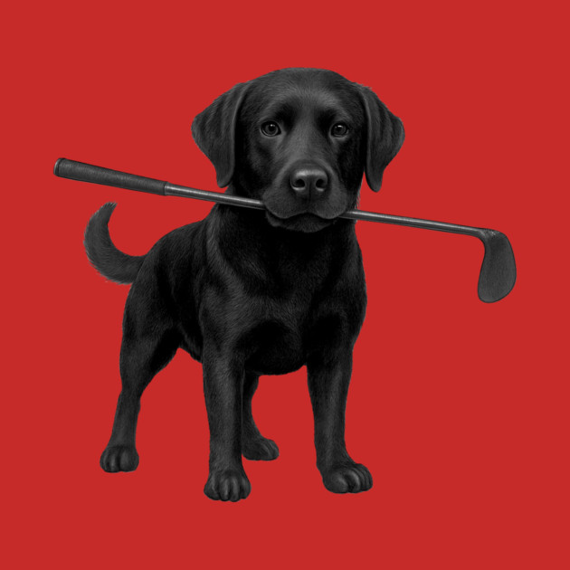 Black Lab Golfer – Funny Dog Lover Golf Gift, Labrador Retriever Art by DonWillisJrArt