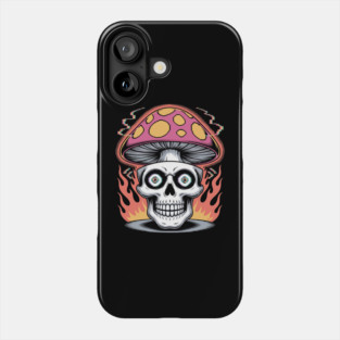 Shroom Skull – Trippy Pixelated Mushroom Flame Skull Phone Case