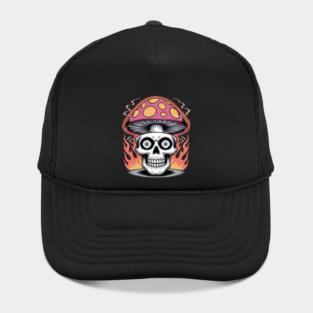 Shroom Skull – Trippy Pixelated Mushroom Flame Skull Hat