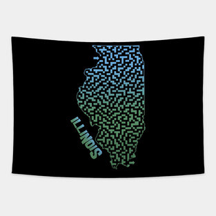 Illinois State Outline Maze & Labyrinth T-Shirt Tapestry