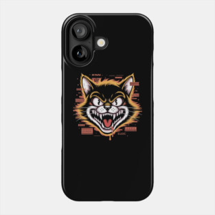 Glitchcore Cat Attack – Cyberpunk Psyop Kitty Phone Case