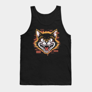 Glitchcore Cat Attack – Cyberpunk Psyop Kitty Tank Top
