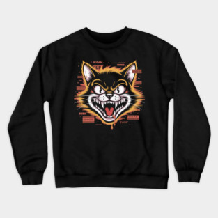 Glitchcore Cat Attack – Cyberpunk Psyop Kitty Crewneck Sweatshirt