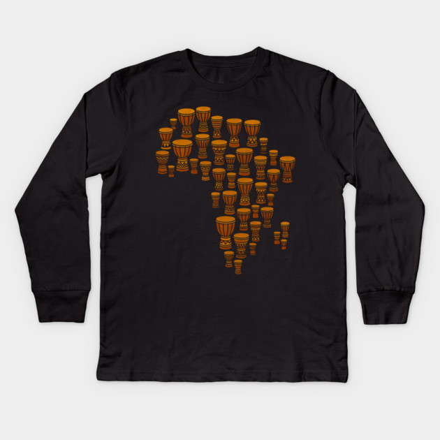 Africa Drums Kids Long Sleeve T-Shirt by Adwoa's Store