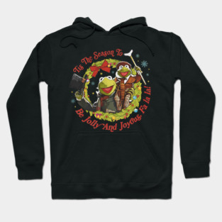 Muppet Christmas Carol Kermit The Frog And Tiny Tim Tis The Season To Be Jolly and Joyous Hoodie
