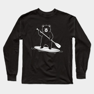 Paddleboarding Bear – Stand Up Paddle SUP Humor Long Sleeve T-Shirt