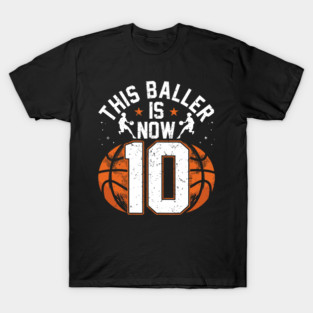 Funny Basketball Boy 10th Birthday 10 Years Old Basketballer T-Shirt