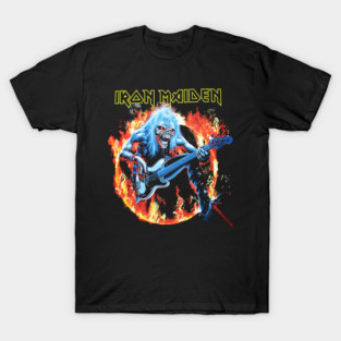 Iron Maiden Eddie On Fire Classic Heavy Metal Art T-Shirt