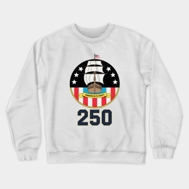 America's Navy 250th Anniversary Vintage Ship Crewneck Sweatshirt by norhando