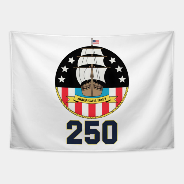 America's Navy 250th Anniversary Vintage Ship Tapestry by norhando