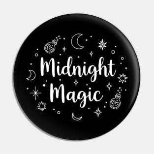 Midnight Magic – Witchy Hand-Drawn White on Black Halloween Tee Pin