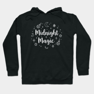 Midnight Magic – Witchy Hand-Drawn White on Black Halloween Tee Hoodie