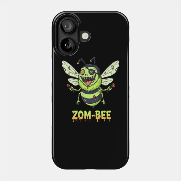Zom-bee Zombie Bee T-Shirt - Funny Halloween Pun Horror Insect Graphic Tee Phone Case by TurnEffect