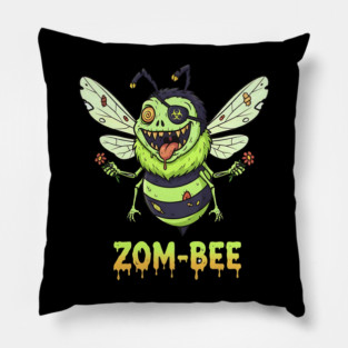Zom-bee Zombie Bee T-Shirt - Funny Halloween Pun Horror Insect Graphic Tee Pillow