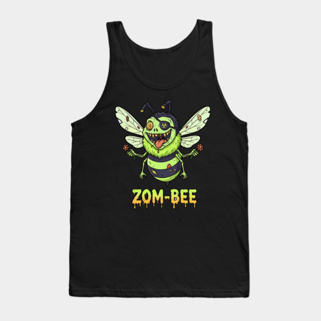 Zom-bee Zombie Bee T-Shirt - Funny Halloween Pun Horror Insect Graphic Tee Tank Top by TurnEffect