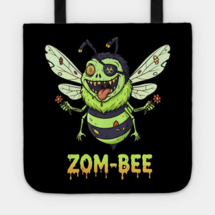 Zom-bee Zombie Bee T-Shirt - Funny Halloween Pun Horror Insect Graphic Tee Tote