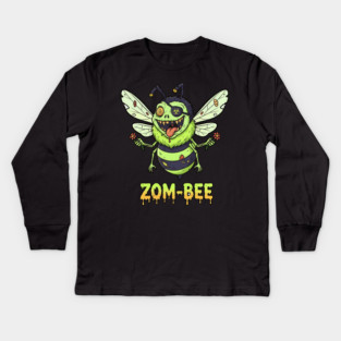 Zom-bee Zombie Bee T-Shirt - Funny Halloween Pun Horror Insect Graphic Tee Kids Long Sleeve T-Shirt