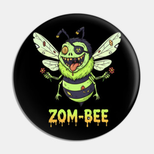 Zom-bee Zombie Bee T-Shirt - Funny Halloween Pun Horror Insect Graphic Tee Pin