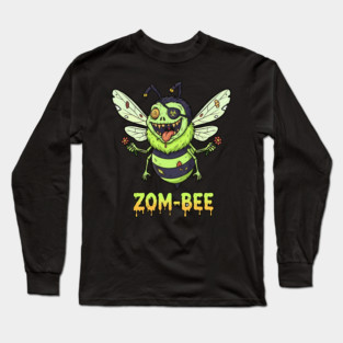 Zom-bee Zombie Bee T-Shirt - Funny Halloween Pun Horror Insect Graphic Tee Long Sleeve T-Shirt