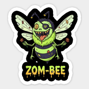 Zom-bee Zombie Bee T-Shirt - Funny Halloween Pun Horror Insect Graphic Tee Sticker