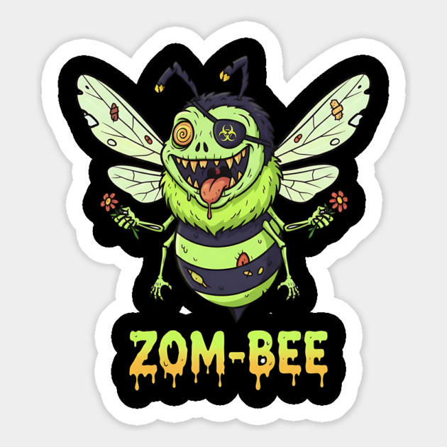 Zom-bee Zombie Bee T-Shirt - Funny Halloween Pun Horror Insect Graphic Tee Magnet by TurnEffect