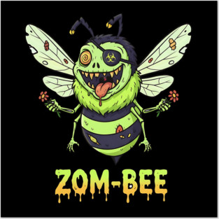 Zom-bee Zombie Bee T-Shirt - Funny Halloween Pun Horror Insect Graphic Tee Posters and Art