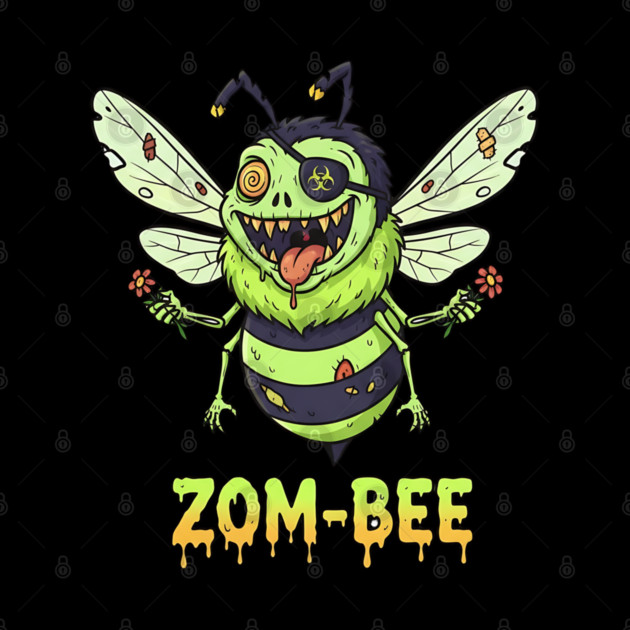 Zom-bee Zombie Bee T-Shirt - Funny Halloween Pun Horror Insect Graphic Tee by TurnEffect