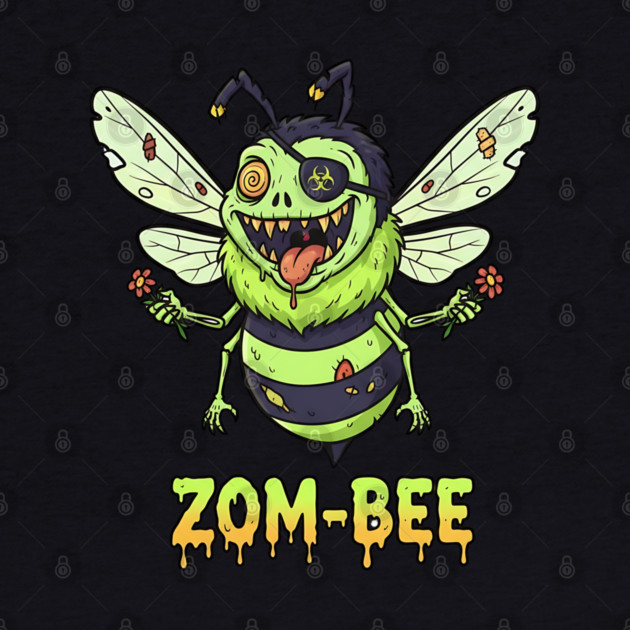 Zom-bee Zombie Bee T-Shirt - Funny Halloween Pun Horror Insect Graphic Tee by TurnEffect