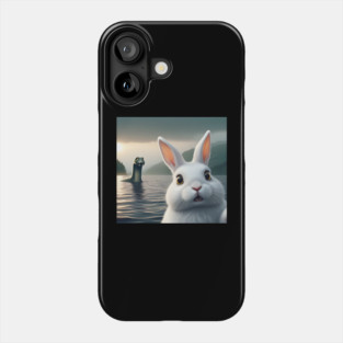 Surprised Rabbit Selfie with Loch Ness Monster Nessie funny Phone Case
