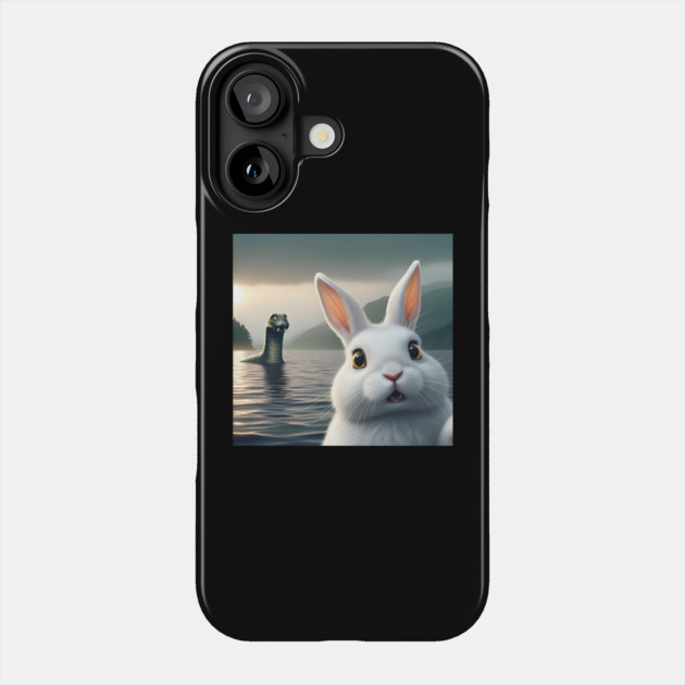 Surprised Rabbit Selfie with Loch Ness Monster Nessie funny Phone Case by Luxinda