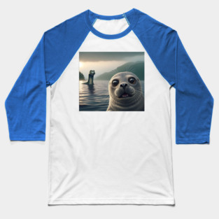 Scared seal near Loch Ness in Scotland takes selfie with Loch Ness Monster Nessie Baseball T-Shirt