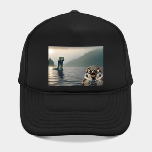 Surprised Sparrow Selfie with Loch Ness Monster Nessie funny design Hat