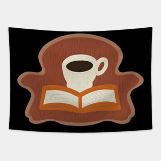 Cozy Library Coffee Break books Tapestry