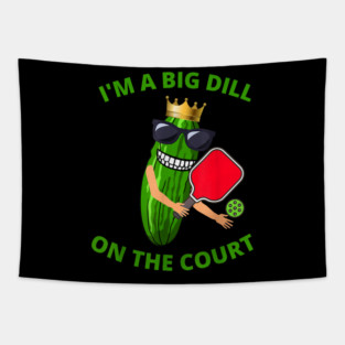 Big dill on a pickle court pickleball player men women Tapestry