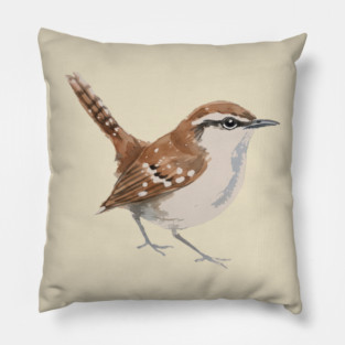 Carolina Wren – Charming Backyard Songbird Pillow