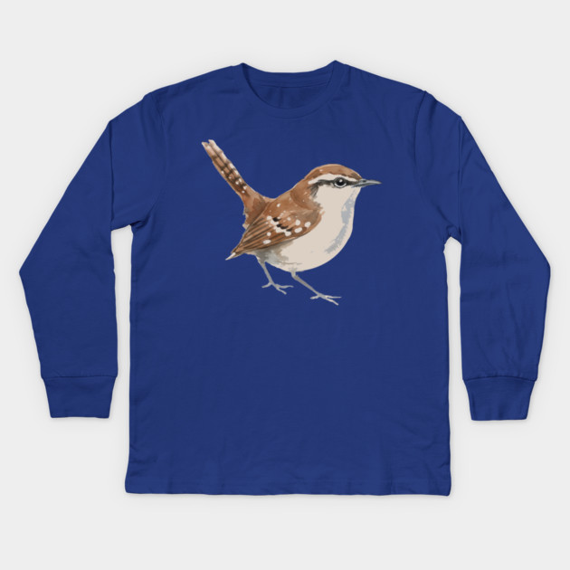 Carolina Wren – Charming Backyard Songbird Kids Long Sleeve T-Shirt by DonWillisJrArt