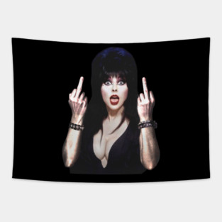 Elvira Flipping the Bird Tapestry