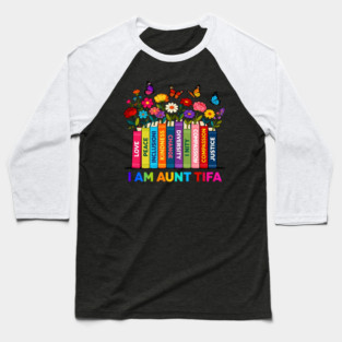 I Am Aunt Tifa Human Rights Floral Books Graphic Baseball T-Shirt
