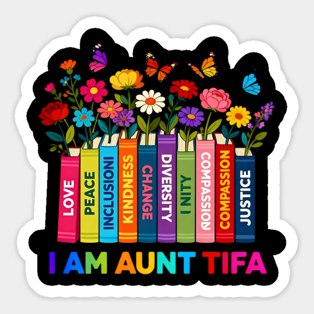 I Am Aunt Tifa Human Rights Floral Books Graphic Magnet by ArtistTee ⭐⭐⭐⭐⭐