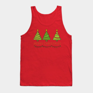 Merry Christmas Trees – Cute Holiday Lights & Festive Script Tank Top