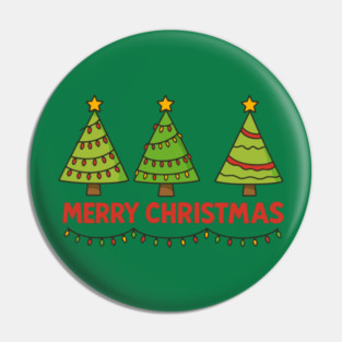 Merry Christmas Trees – Cute Holiday Lights & Festive Script Pin