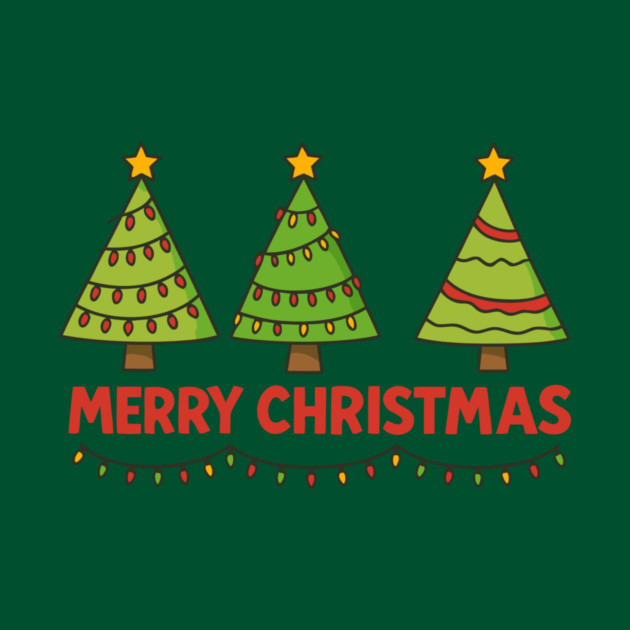 Merry Christmas Trees – Cute Holiday Lights & Festive Script by DonWillisJrArt