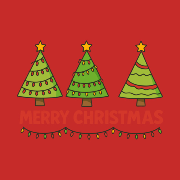 Merry Christmas Trees – Cute Holiday Lights & Festive Script by DonWillisJrArt