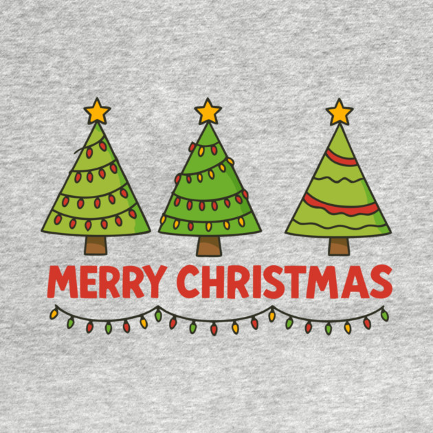 Merry Christmas Trees – Cute Holiday Lights & Festive Script by DonWillisJrArt