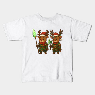 Christmas Reindeer Warriors – Festive Fantasy RPG Holiday Design Kids T-Shirt