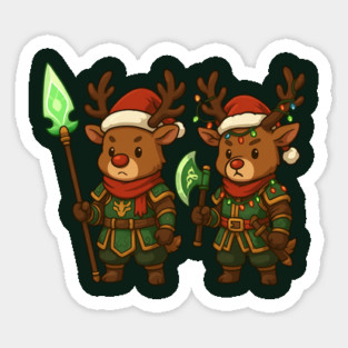 Christmas Reindeer Warriors – Festive Fantasy RPG Holiday Design Sticker