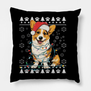 Corgi Christmas Ugly Sweater Funny Dog Xmas Pillow